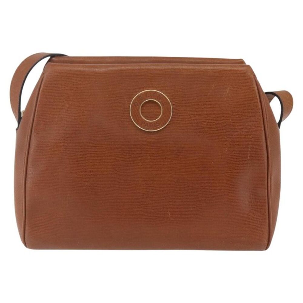 Celine Vintage Circle Logo Leather Brown Leather Shoulder Bag Bag